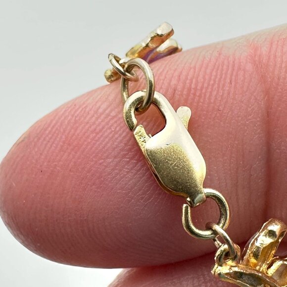 Rare Vintage 14K Yellow Gold Plique a  Jour Necklace Flower Design 22 Grams - Picture 10 of 11